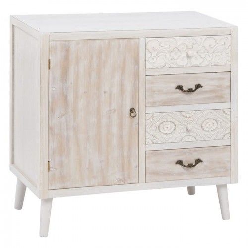 Aparador de madera 1 puerta 4 cajones 80cm FLEURIE