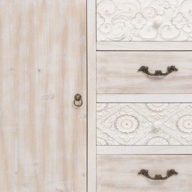 Buffet di legno 1 porta 4 cassetti 80cm FLEURIE