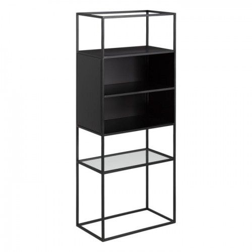 Estante de cristal metálico negro 132cm NEGRO