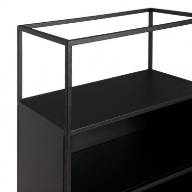 Black metal glass shelf 132cm BLACK