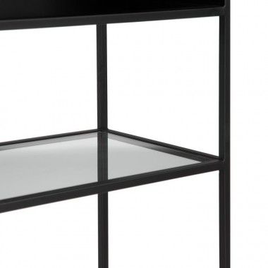 Black metal glass shelf 132cm BLACK