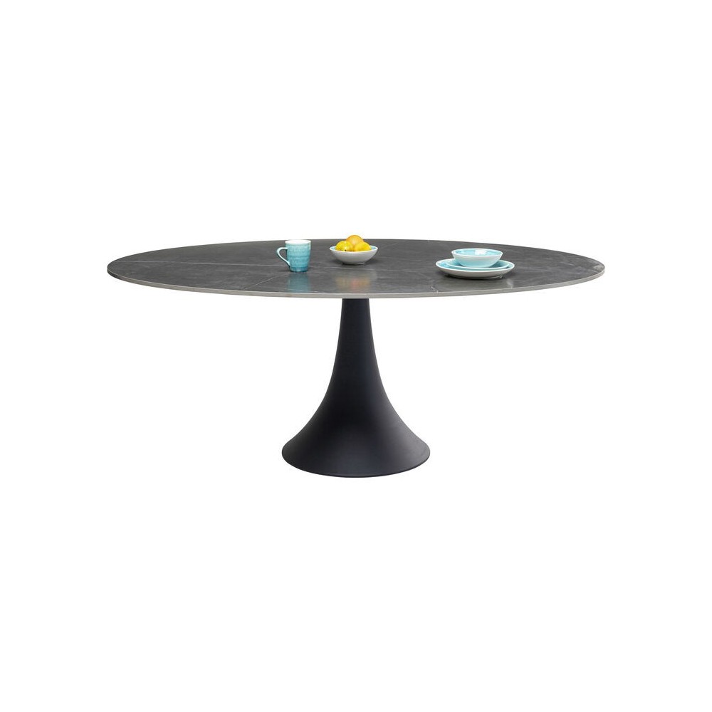 Black oval table GRES 180x120cm