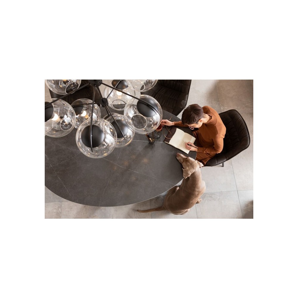Black oval table GRES 180x120cm