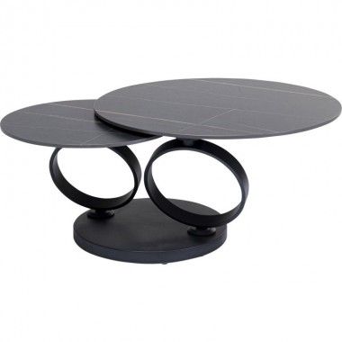 Mesa de centro BEVERLY cerâmica preta, tampos giratórios KARE Design — vista frontal