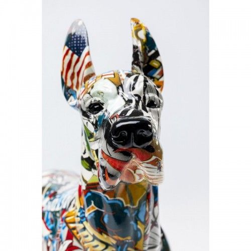 Escultura decorativa GRAFFITI dogue alemão multicolor 40 cm KARE Design — plano aproximado do rosto