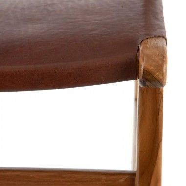 WEAVE wood and natural leather chair