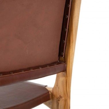 WEAVE wood and natural leather chair