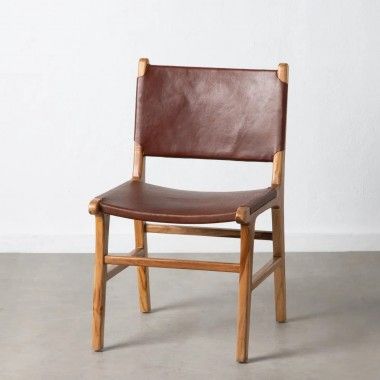 WEAVE wood and natural leather chair