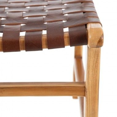 WEAVE acacia wood and green nylon chair