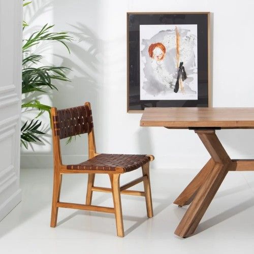 Chaise bois acacia et nylon vert WEAVE