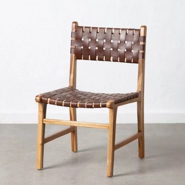 WEAVE acacia wood and green nylon chair