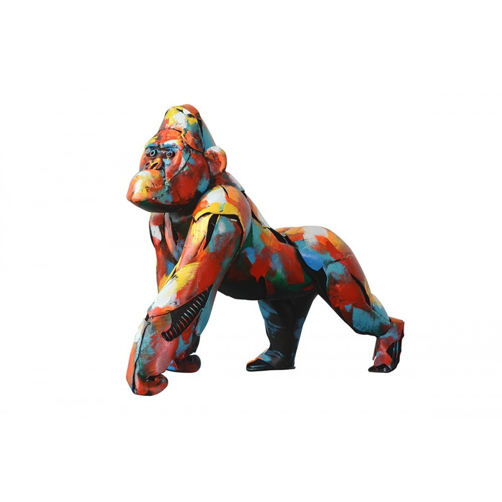 Escultura decorativa PIGMENT gorila multicolor em metal SOCADIS — vista frontal