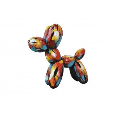 Escultura decorativa PIGMENT cão balão multicolor em metal SOCADIS — vista frontal