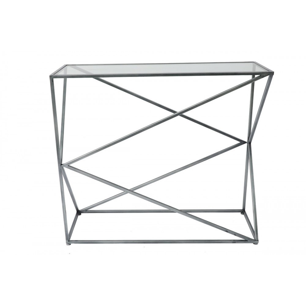 Grijze metalen kruisconsole 90 cm ART DE FER