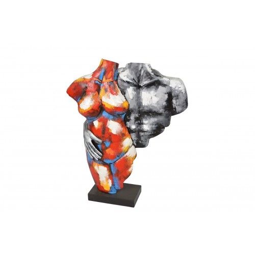 Escultura decorativa PIGMENT casal vermelho prateado em metal SOCADIS — vista frontal