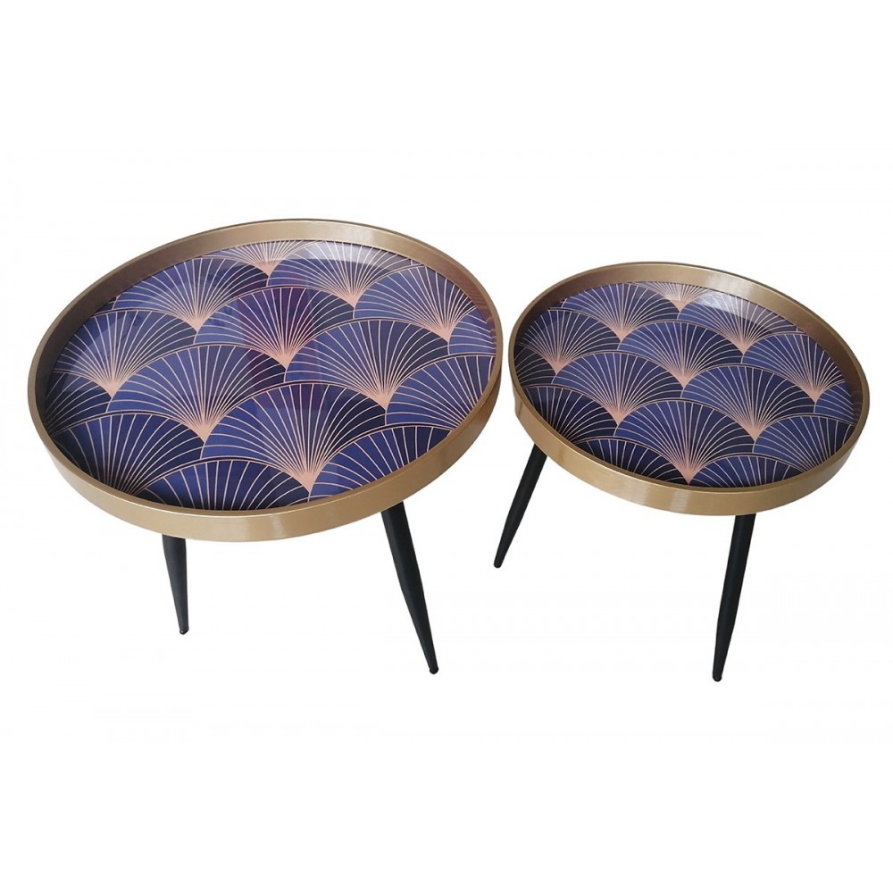 Nesting tables X2 art deco blue/gold STYYL