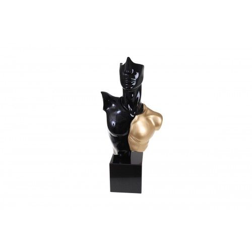 Escultura decorativa INITIAL busto masculino preto e dourado SOCADIS — vista frontal