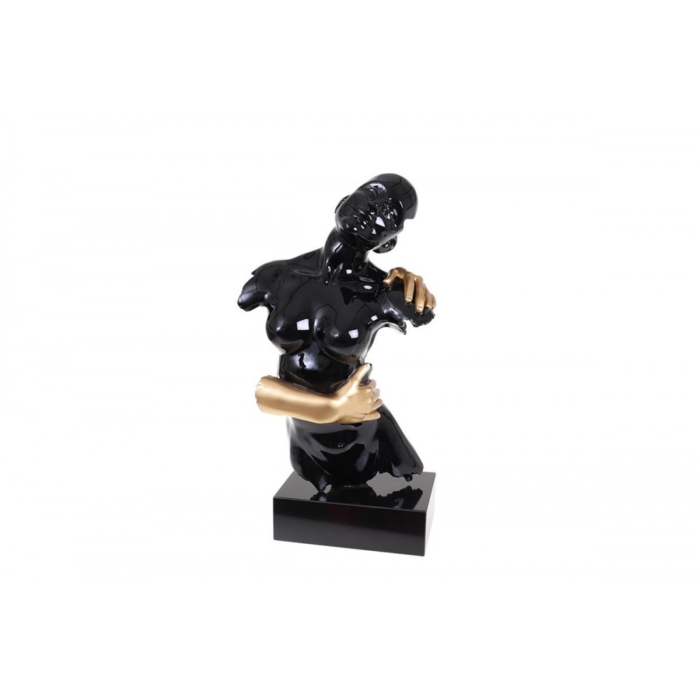 Scultura decorativa ABBRACCIO due busti neri e oro SOCADIS — vista frontale
