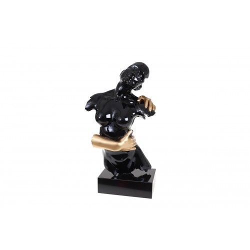 Scultura decorativa ABBRACCIO due busti neri e oro SOCADIS — vista frontale