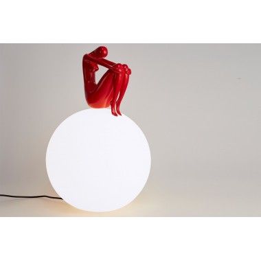 Esfera Brilhante Escultura Resina Reflexo Reflexo Vermelho
