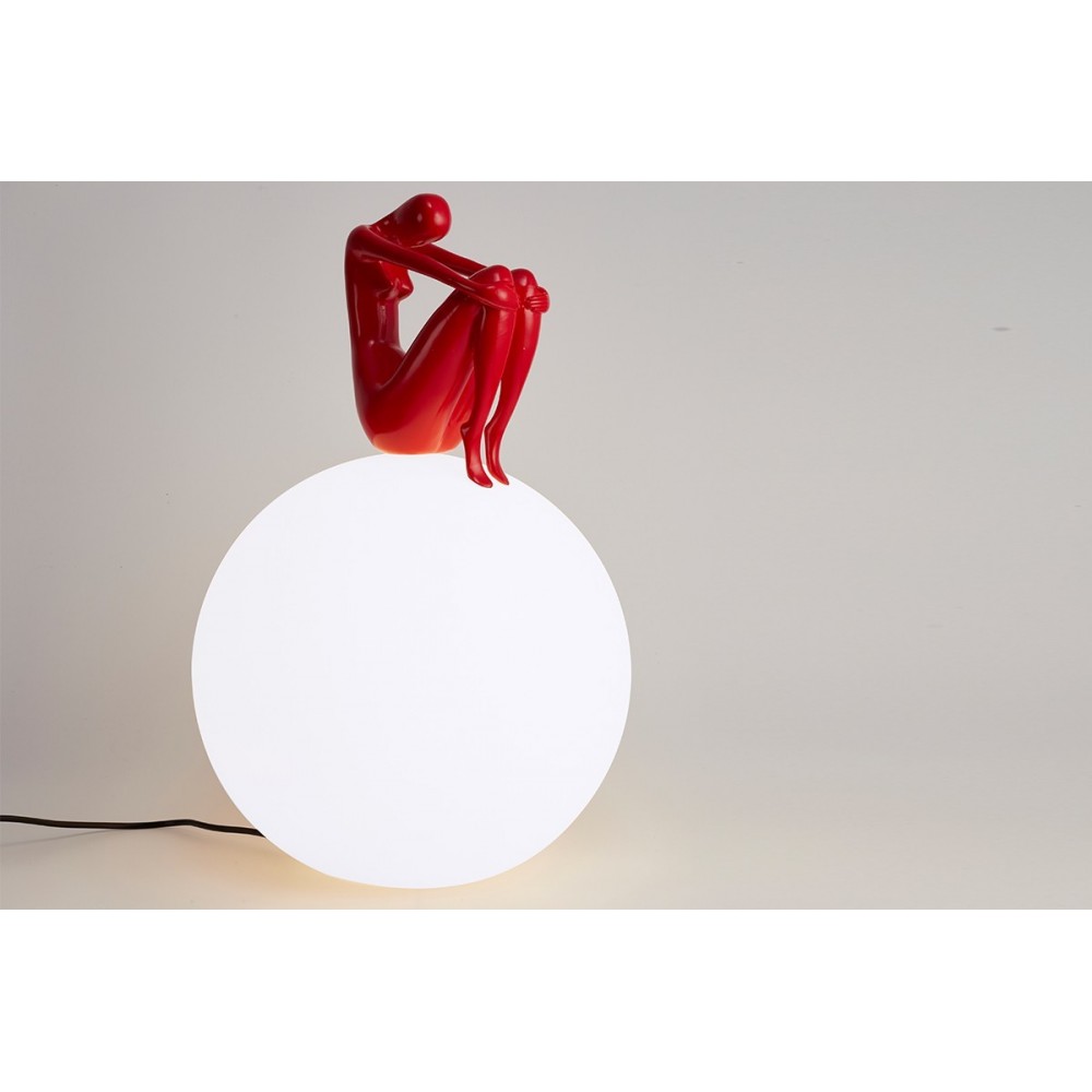 Esfera Brilhante Escultura Resina Reflexo Reflexo Vermelho
