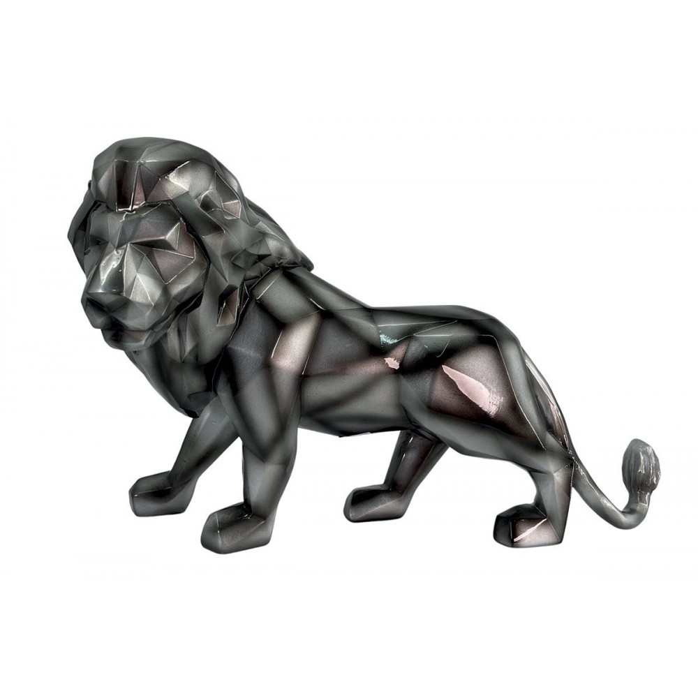 Escultura decorativa VITAMINE león origami antracita SOCADIS — vista frontal
