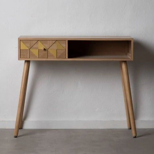 Console de madeira natural Oro / madeira 1 gaveta 1 armário Paulonia