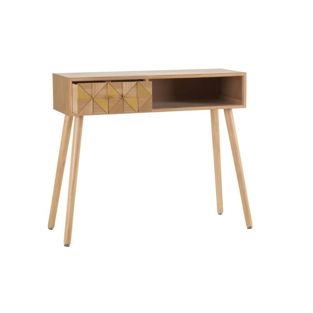 Console van natuurlijk hout goud/hout 1 lade 1 kast PAULONIA