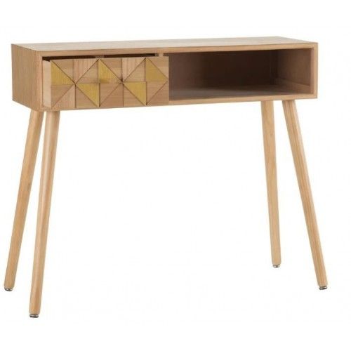 Console van natuurlijk hout goud/hout 1 lade 1 kast PAULONIA