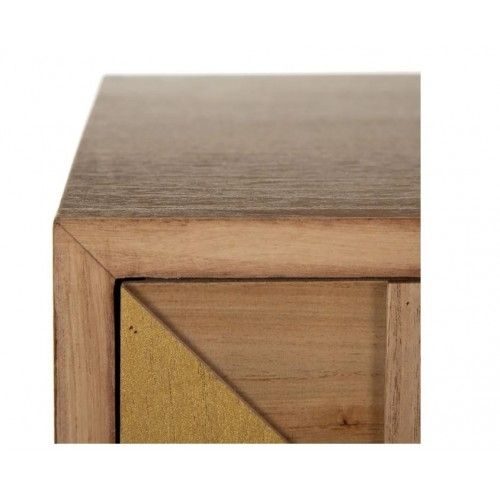 Console van natuurlijk hout goud/hout 1 lade 1 kast PAULONIA