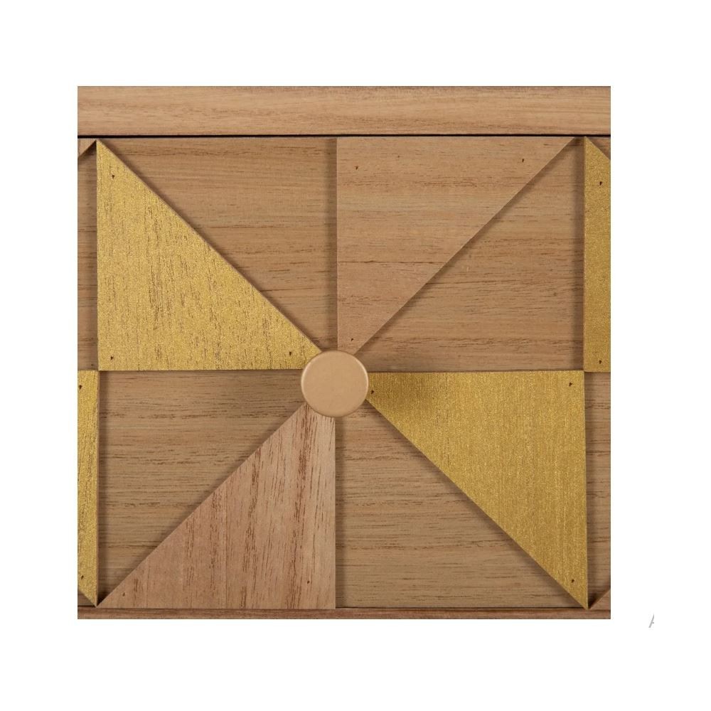 Console van natuurlijk hout goud/hout 1 lade 1 kast PAULONIA