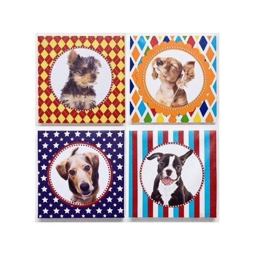 Conjunto de 4 quadros de cães multicoloridos