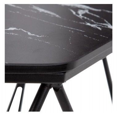 Side table black marble look glass/metal LOSANGE