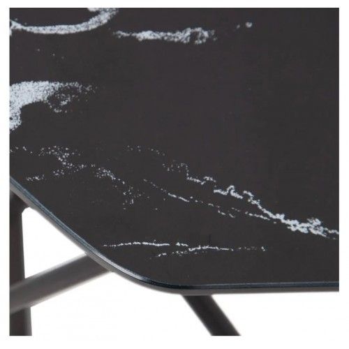 Table d'appoint verre aspect marbre noir/ métal LOSANGE
