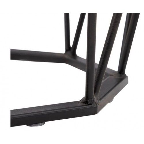 Table d'appoint verre aspect marbre noir/ métal LOSANGE