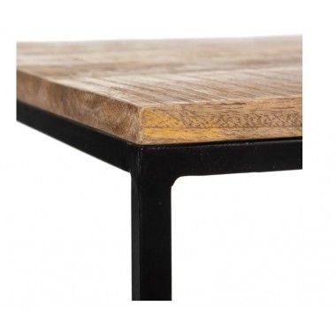 Set of 2 coffee tables in natural wood and black metal INA