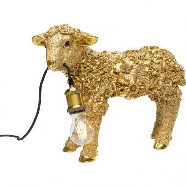 Lâmpada de ovelha animal em flores douradas 36cm as ovelhas