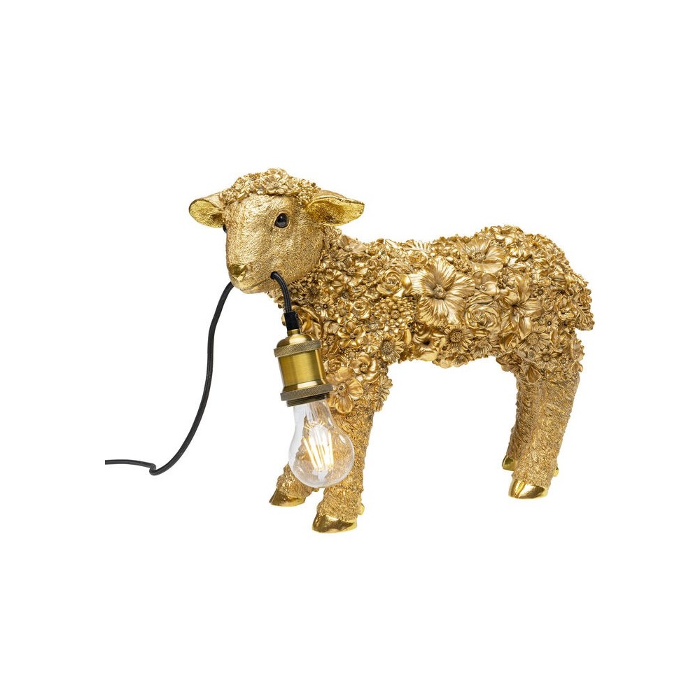 Lâmpada de ovelha animal em flores douradas 36cm as ovelhas