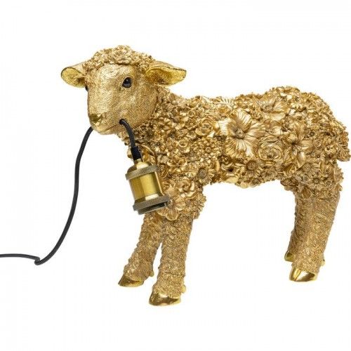 Lámpara de oveja animal con flores de oro 36cm