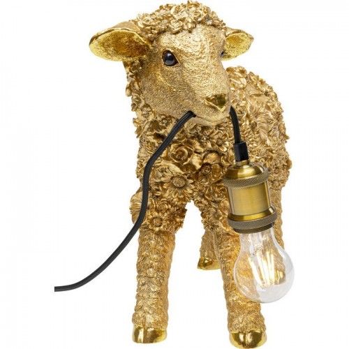 Lâmpada de ovelha animal em flores douradas 36cm as ovelhas