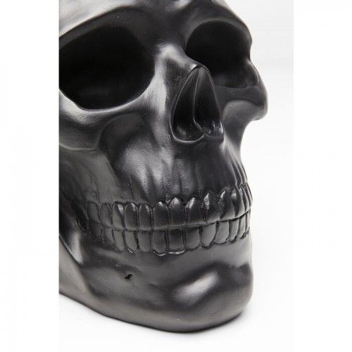 Scultura decorativa TÊTE DE MORT teschio nero con fiori dorati KARE Design — vista laterale