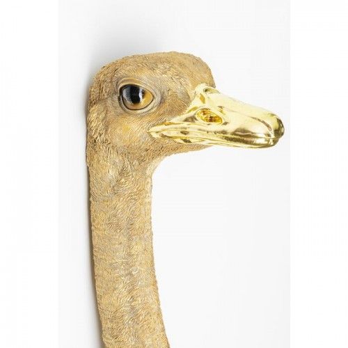 Wall decoration AUTRUCHE gold ostrich head in relief KARE Design — close-up of the face