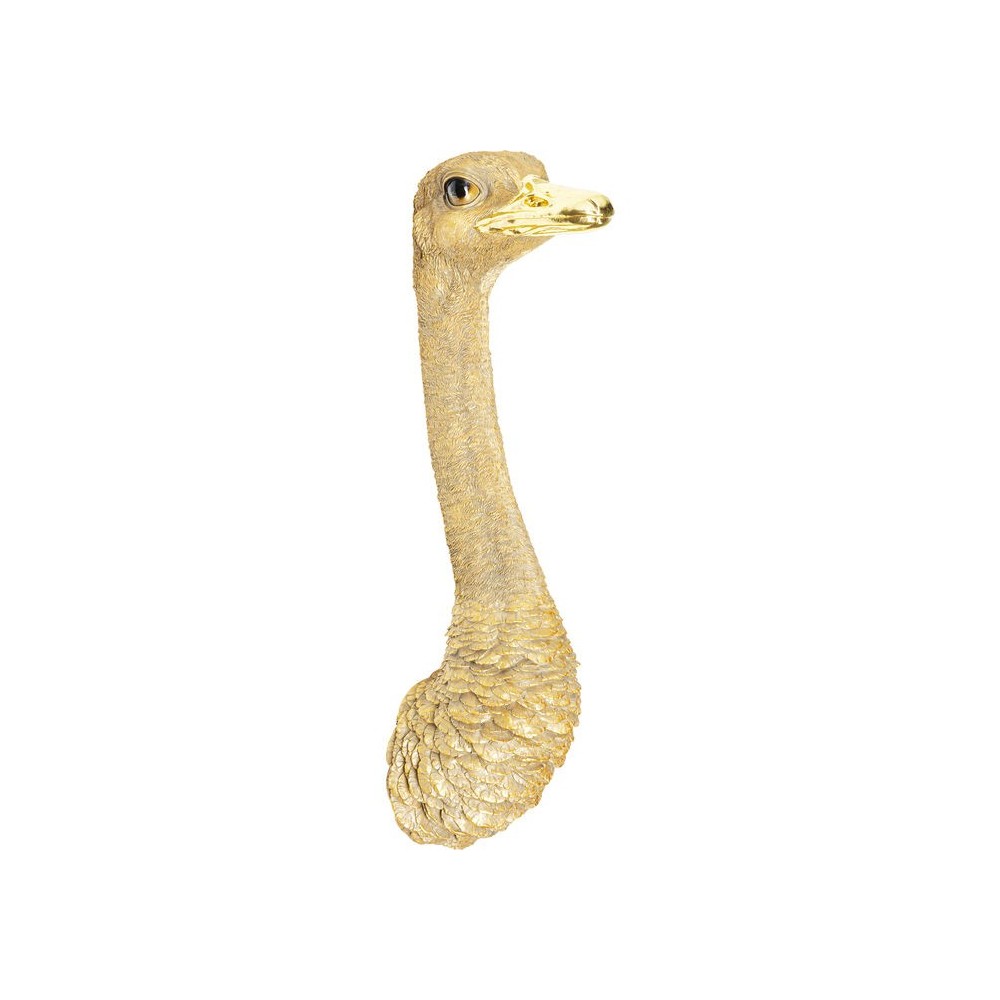 Wanddecoratie AUTRUCHE gouden struisvogelkop in reliëf KARE Design — zijaanzicht