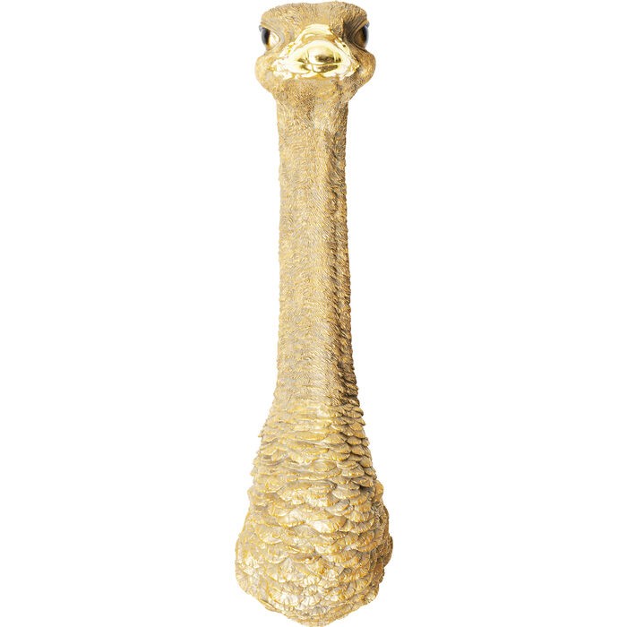 Wanddecoratie AUTRUCHE gouden struisvogelkop in reliëf KARE Design — vooraanzicht