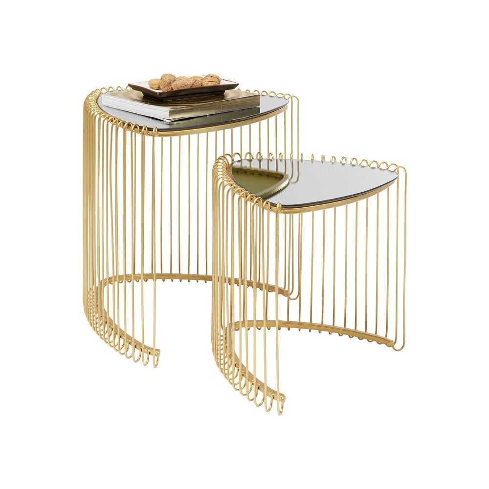 Set of 2 WIRE golden triangle side tables