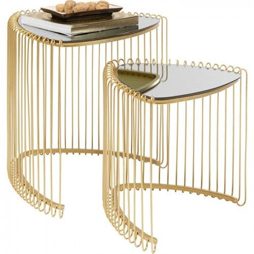 Set of 2 WIRE golden triangle side tables
