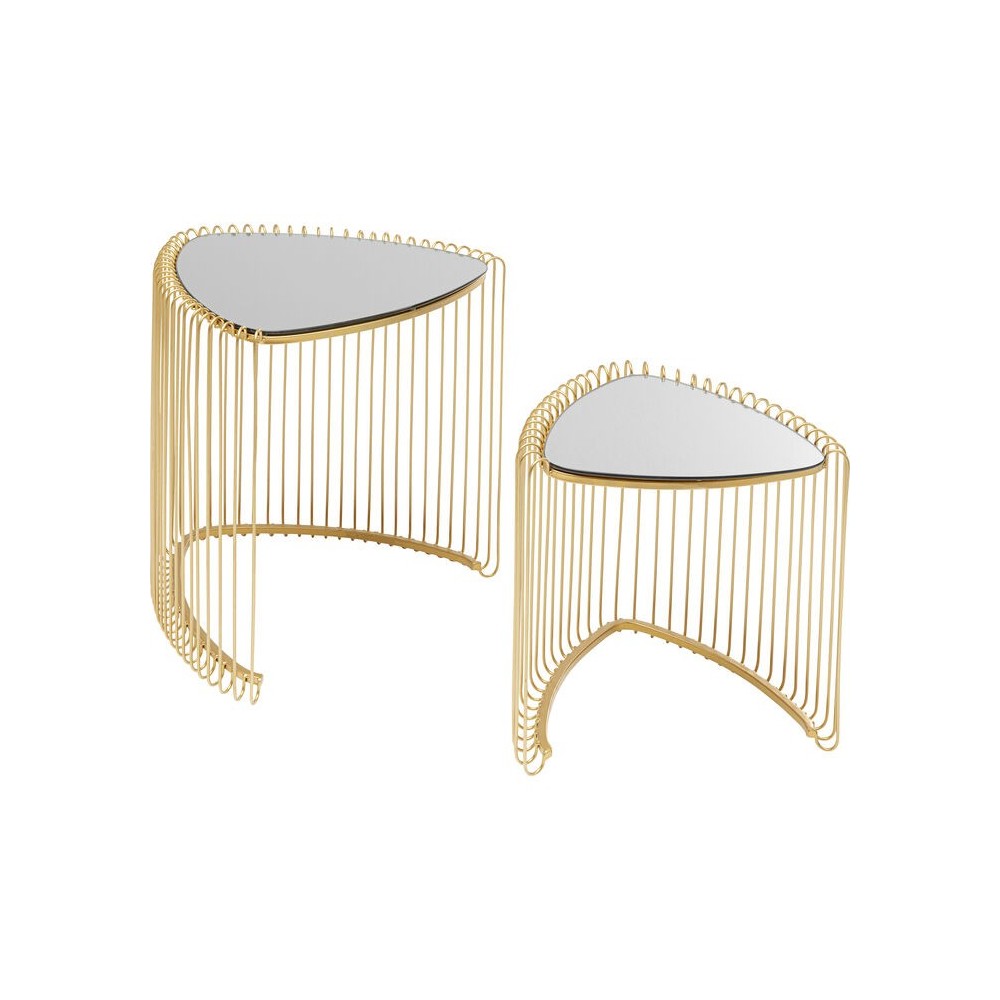 Set of 2 WIRE golden triangle side tables