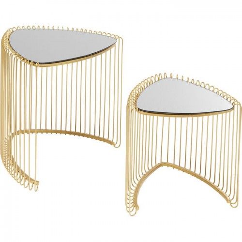 Set of 2 WIRE golden triangle side tables