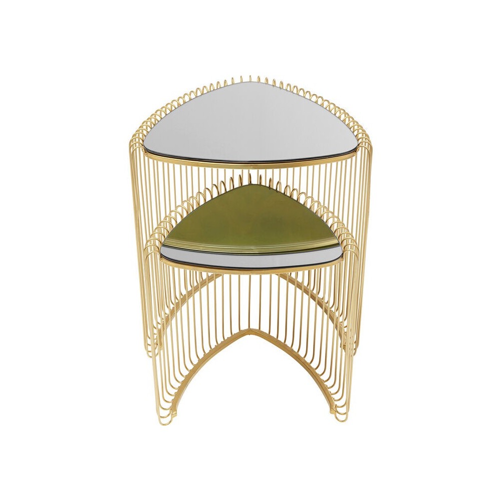 Set of 2 WIRE golden triangle side tables