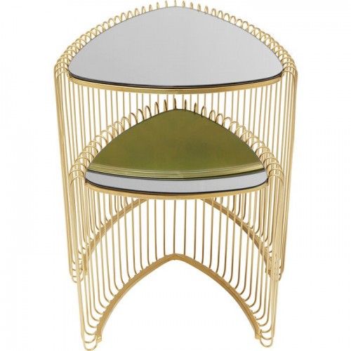Set of 2 WIRE golden triangle side tables